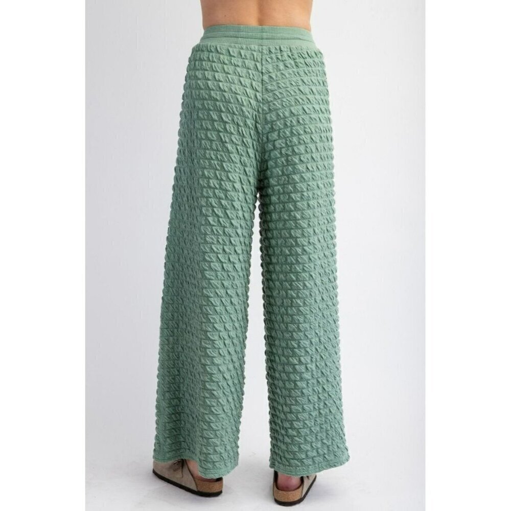 Cloud Nine Pillow Puff Textured Hacci Lounge Pants in Sage Green - Picture 5 of 5
